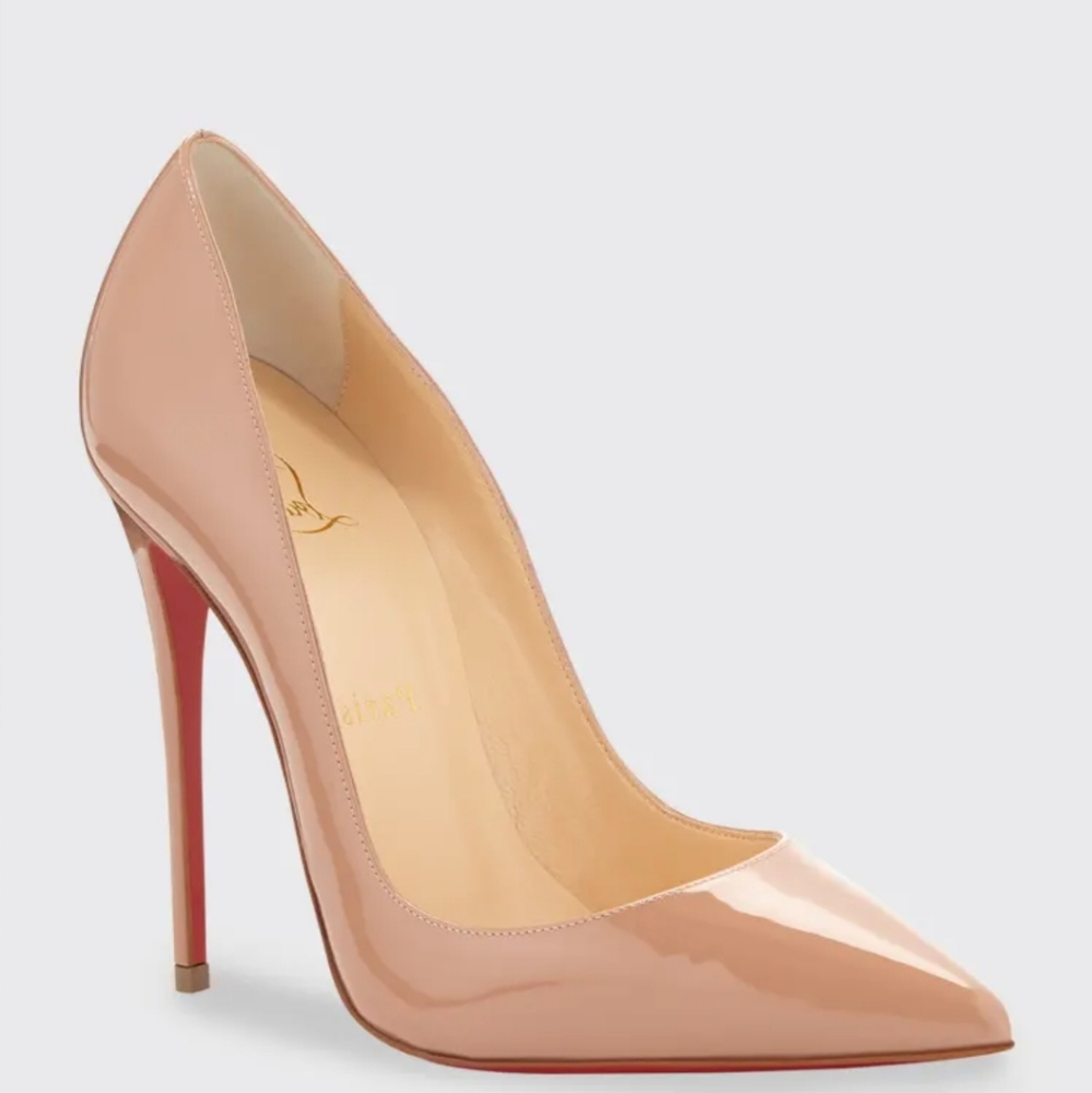 VEUC CHRISTIAN LOUBOUTIN So Kate Pumps Heels 120 Nude Patent Beige 40 8.5 9 9.5 - Picture 8 of 14